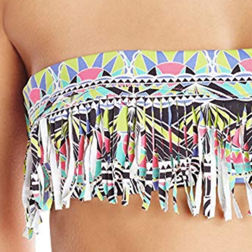 Ondademar - fringe bandeau bikini swim top size large but fits like a medium